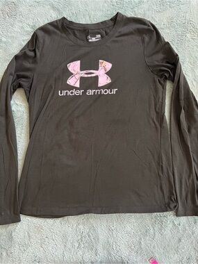 Under Armour Black Long Sleeve Tee with Pink Logo